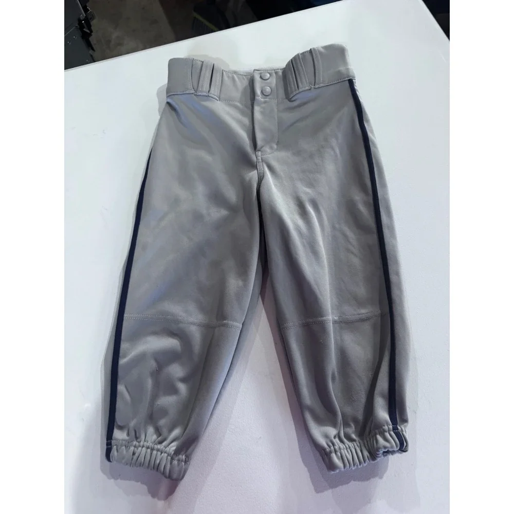 Champro Youth Medium Baseball Pants Grey Navy Blue Stripe Piping BP4J15